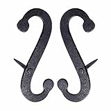 Pair Shutter Dog Scroll Black Hand Forged Iron