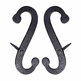 Pair Shutter Dog Scroll Black Hand Forged Iron