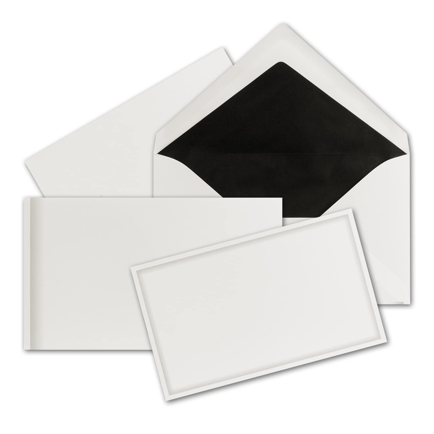 NEUSER Mourning Paper 25 Sets Mourning cards with grey shadow border and matching envelopes with black silk lining, B6-115 x 190 mm