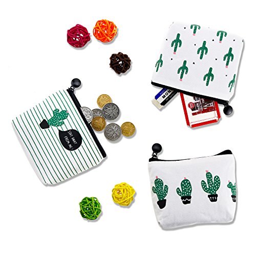 YOUSHARES 6 Packs Cactus Pencil Case Bundle – Cute Canvas Pencil Bag for Pencils & Pens or Small Makeup (6PCS(Green))