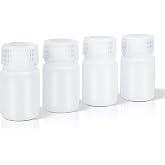 DEMORA 1 oz Small Plastic Bottles with Caps, Airtight Refillable Wide Mouth Travel Bottles for Toiletries, HDPE Food Grade Plastic Containers for Liquids Pill Sample Lab Reagent (Translucent, 4 Pcs)