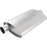 BORLA 40358 ProXS Universal Performance Muffler 2.5" Offset Inlet / 2.5" Center Outlet 4" x 9.5" Oval x 14" Long body 19" Overall Length Un-Notched Necks Reversible Design T-304 Stainless Steel