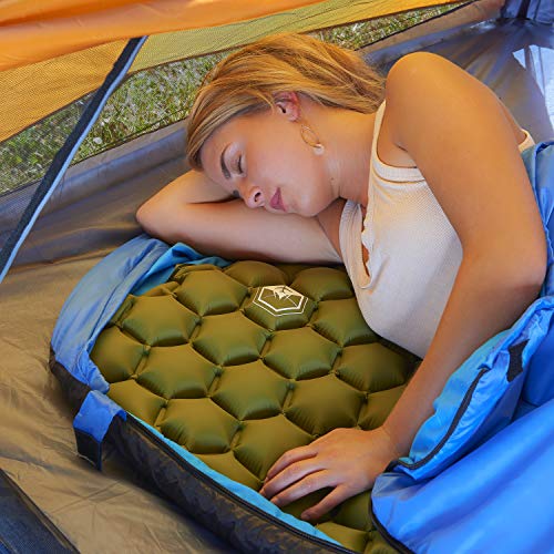 VENTURE 4TH Ultralight Air Sleeping Pad - Lightweight, Compact, Durable - Air Cell Technology for Added Stability and Comfort While Backpacking, Camping, and Traveling (Dark Green) - Thumbnail 6