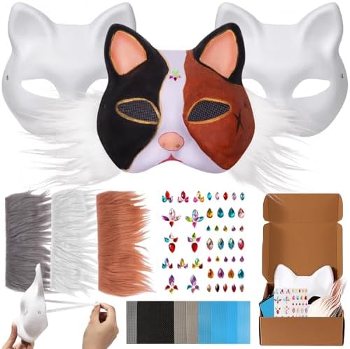Vocoliday 1 máscara de gato de media cara para Halloween, Navidad, Pascua, mascarada, cosplay, fiesta, accesorio (estilo B Vocoliday 1 máscara de gato de media cara para Halloween, Navidad, Pascua, mascarada, cosplay, fiesta, accesorio (estilo B