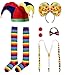 JustinCostume Clown Accessories Wig/Hat Socks Nose Bowtie Suspenders, B