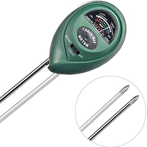 Elevavie 3 in 1 Soil Tester Moisture Meter, Light and PH Acidity Tester, Plant Tester for Garden, Farm, Lawn, Indoor &amp; Outdoor Easy Read Indicator (No Battery needed)
