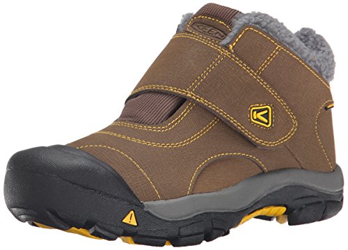 KEEN Kootenay WP Winter Boot (Little Kid/Big Kid), Dark Earth/Spectra Yellow, 1 M US Little Kid
