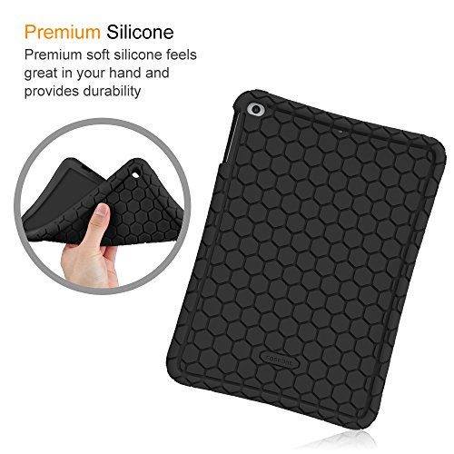 Fintie New iPad 2017 9.7 Inch / iPad Air 2 / iPad Air Case - [Honey Comb Series] Light Weight Anti Slip Kids Friendly Shock Proof Silicone Protective Cover for Apple iPad 2017, iPad Air 1 2, Black
