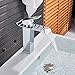 Votamuta Chrome Waterfall Spout Single Lever Bathroom Sink Vanity Faucet Deck Mounted Basin Mixer Tap with Cover Plate and Pop Up Drain