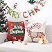 Anickal Christmas Holiday Decorations Christmas Cotton Linen Pillow Covers 18x18 with Christmas Truck Deer Snowman Santa Claus Pattern Xmas Gifts