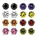 8 Pairs Assorted Color Wholesale Lot Stainless Steel Cubic Zirconia CZ Stud Earrings, Hypoallergenic