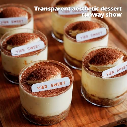 Cisolen 25 Pcs Mini Dessert Cups, 210ml Plastic Dessert Pots with Spoons, Clear Dessert Bowl, Square Cheesecake Pots for Homemade Dessert, Pudding, Mousse, Party