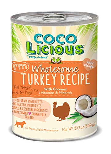 Party Animal - Coco Licious - Wholesome Turkey - Dog Recipe - Pack of 12 Cans - 13oz.