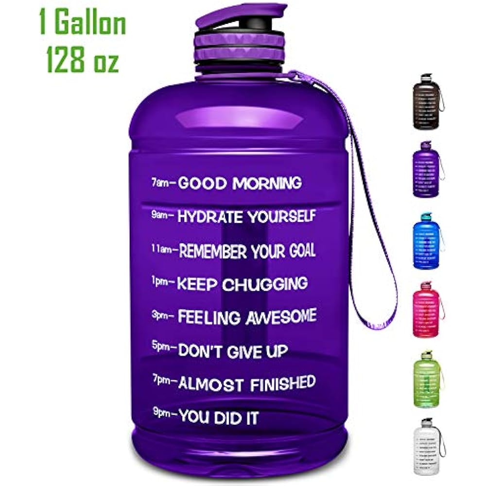 Large 1 Gallon/128 OZ " 74 Motivational Leakproof BPA Free Water Bottle