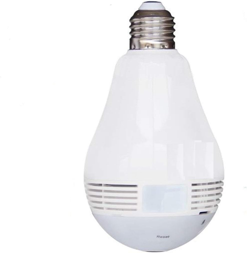 MAKECELL Full HD (1920x1080) Bulb Shape Fisheye 360° Panoramic Wireless WiFi IP CCTV Security Hidden Camera with SD Card Slot for Home/Garden/Garage