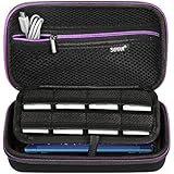 Soyan Carrying Case for Nintendo New 3DS XL and 2DS XL, with 16 Game Card Holders, Fits Wall Charger (Purple Zippers)