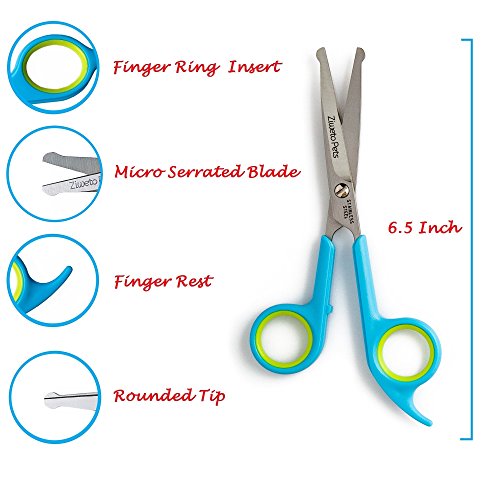 ZIWETO-PETS-Premium-Quality-Grooming-Scissors-Set-for-Dog-and-Cats-2-Piece-Set-Incudes-Cutting-Shear-and-Thinning-Shear-65-inch-with-Rounded-tips