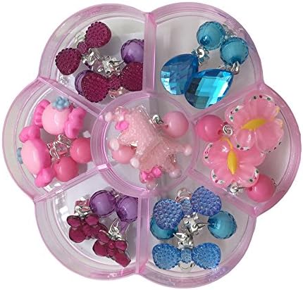 7 Pairs Clip On Earrings, Clip-on Jewelry Set No holes Girl Party Favor Birthday Gift Pretend Play Princess Jewelry Clip-on Earrings Value Set