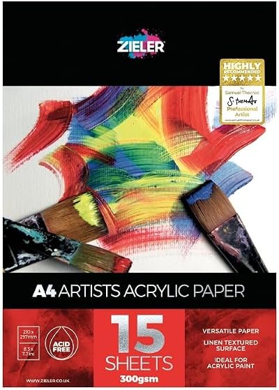 Zieler Acrylic Painting Pad 300gsm 15 Sheets A4 Linen Texture Acid Free