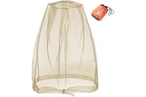 Cinvo Head Net Hat Bug Netting for Bugs, No See Ums, Insects, Gnats & Biting Midges - Spacious Net Room Works Over Most Hats - Comes with Free Stock Pouches - Khaki
