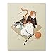 Samurai Cats and Rabbit Art Print Cute Ninja Karate Feline Kitty Bunny Wall Poster Funny Fighting Animals Illustration Home Decor 8 x 10 inches