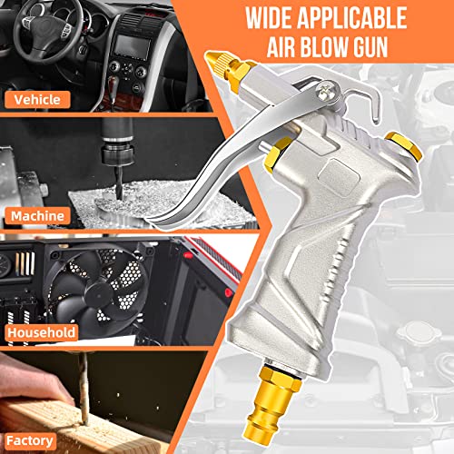 Compressed Air Gun with 4 Nozzles & BSP European Style Quick Coupling Compressed Air Accessories, High Pressure Blow Guns Industrial Cleaning Tool
