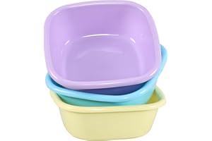 Jekiyo 3 Pack Plastic Wash Basin, 8 Quart Small Square Dish Pans