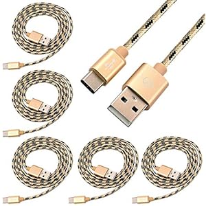 Storite 5 Pack USB Type-C to Type-A 2.0 Male Nylon Braided Cable 1Meter Long Charging Data Transfer Speed