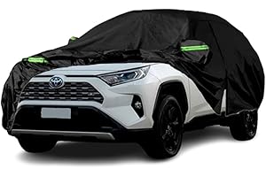 Qnmittry Waterproof Car Covers Compatible with 2006-2024 Toyota RAV4, All Weather Custom-fit Car Cover with Zipper Door for Rain Snowproof UV Windproof Protection