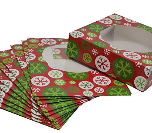 Christmas Pie Box Gift Boxes Doughnut Bakery & Pastry Box for Gift Giving Favors On Holiday and Party Decor Bulk Pack (Set of 12) (9 Inch, Snowflake) - Thumbnail 3