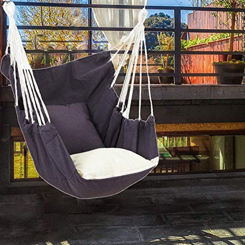 Hängesessel Outdoor, Getränkehalter & Bücherfach, Hängestuhl Für Erwachsene & Kinder, Hängematte Stuhl Baumwolle Für… – Bild 7