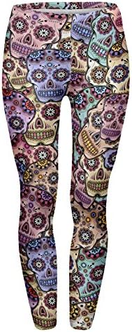 The Christmas Outfit Women's Workout Leggings Tights Pants Yoga Gym Running One Size Fits UK 8/10/12 Waist Min 64Cm-Max 104Cm Mexican Scull