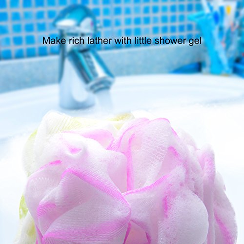 Loofah Bath and Shower Sponge Set of 4 , Exfoliating Mesh Pouf Bath Sponge Ball(60g/each)