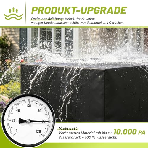 Aipwerer Garden Furniture Cover, Waterproof, Tarpaulin for Garden Furniture, Winterproof, 420D Protective Cover for Garden Table, Garden Furniture, Table, Rectangular (Black, 213 x 132 x 72 cm)