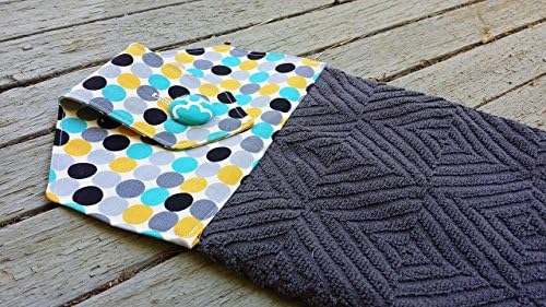 Colorful Polka Dot Fabric Topped Plush Hanging Towel perfect for Kitchen or Bathroom