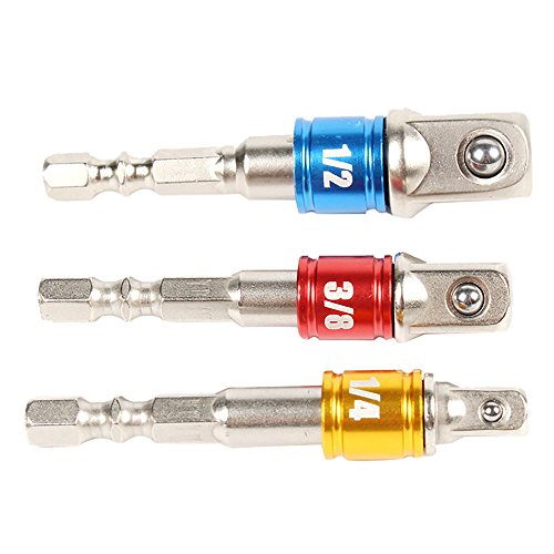 Connia Hex Square Nut Driver Drill Impact Socket Extension Bit Adapter Socket Wrench (Red) - Thumbnail 6