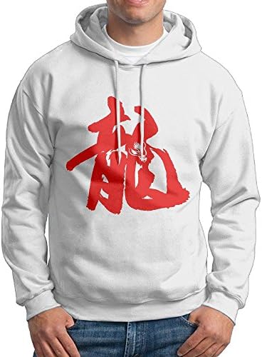 Dragon In Chinese Characters Men's Pullover Hoodie Lightweight Classic Fit Hooded Sweatshirt No Pocket