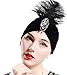 BABEYOND Gatsby Turban Hat Vintage 1920s Head Wrap Knit Pleated Turban 20s Cap Black