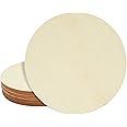 10 Pack 8 Inch Unfinished Wood Circles for Crafts, Blank Cutout Slices for Wood Burning, Engraving, Round Wooden Discs for DIY Coasters, Art Projects, 1/10 Inch Thick