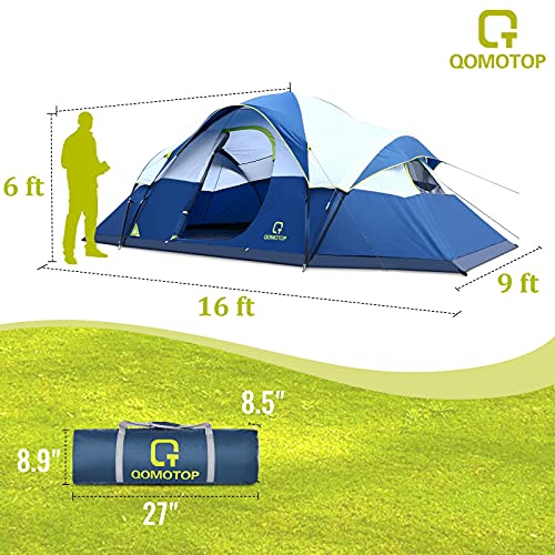 OT QOMOTOP Tents, 9 Person Easy Setup Camping Tent, Waterproof and
