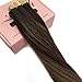 LAB·EH Tape in Hair Extensions Ombre Dark Brown to Chestnut Brown 16 Inch 50g 20pcs Remy Hair Extensions Tape in Real Hair Seamless Skin Weft Tape Hair Extensions