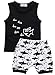 Baby Boy Girl Clothes Shark and Doo Doo Print Summer Cotton Sleeveless Outfits Set Tops and Short Pants (18-24 Months, A1-Black)