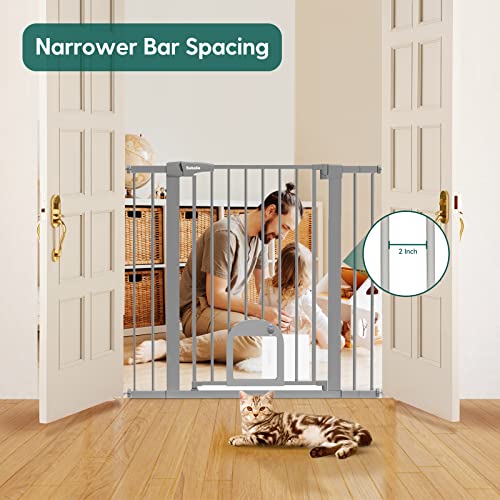 Babelio 36" Tall Upgraded Baby Gate with Cat Door, 2943" Auto Close