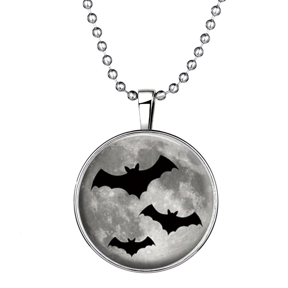 Feilok A Vampire Bat Luminous Pendant Necklace, Blue Emitting Color, Best Gift for Halloween