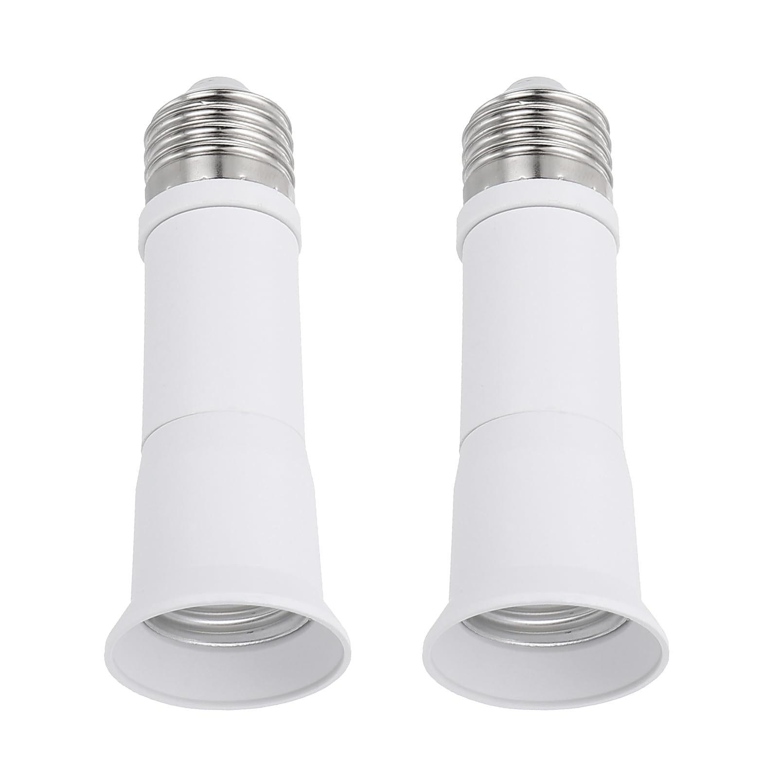 PATIKIL 4.3 Inch E26/E27 Light Socket Extender, 2 Pcs Flexible Bulb Socket Extension Adjustable Bulb Extender Adapter for Medium Screw Base Home Lamps, White, Silver Tone