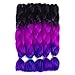 24Inch 5packs Braiding Hair Crochet Braids Synthetic Hair Extensions (Black-Purple-Blue Violet)