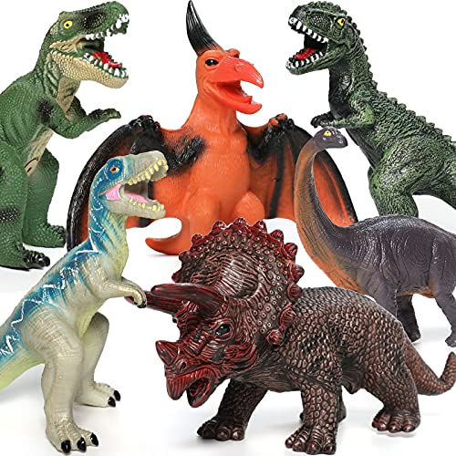 Gzsbaby 6 Piece Jumbo Dinosaur Toys for Kids 3-5 and Toddlers, Large Soft Dinosaur Toys for Lovers - Perfect Party Favors, Birthday Gifts