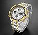 Affute Luxury Sport Digital Analog Quartz Watches for Men Waterproof Led Chronograph Stainless Steel Wristwatch,Gold Silver