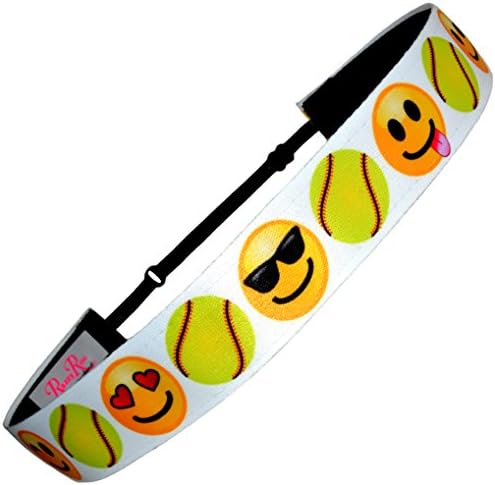 RazzyRoo Headbands Non Slip Adjustable Headband Emoji Softball Emoticon Smiley Faces Softball Headband by