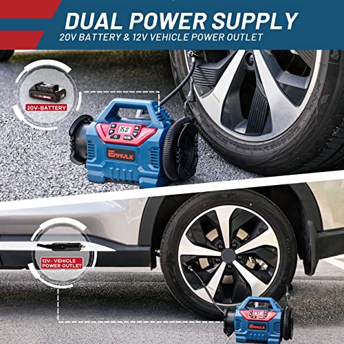 Enhulk Cordless Tire Inflator Air Compressor 20V Rechargeable Battery